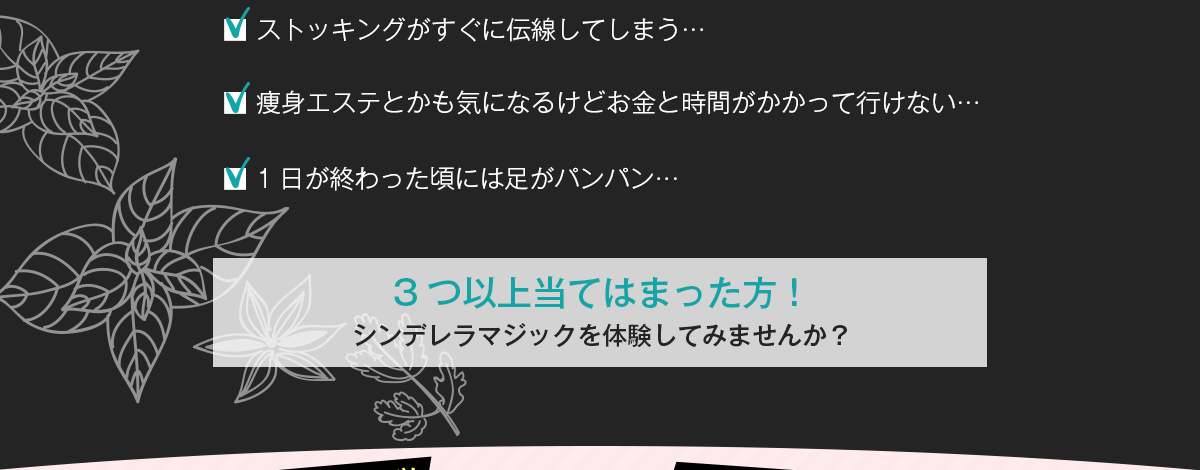 3つ以上当てはまった方！シンデレラマジックを体験してみませんか？